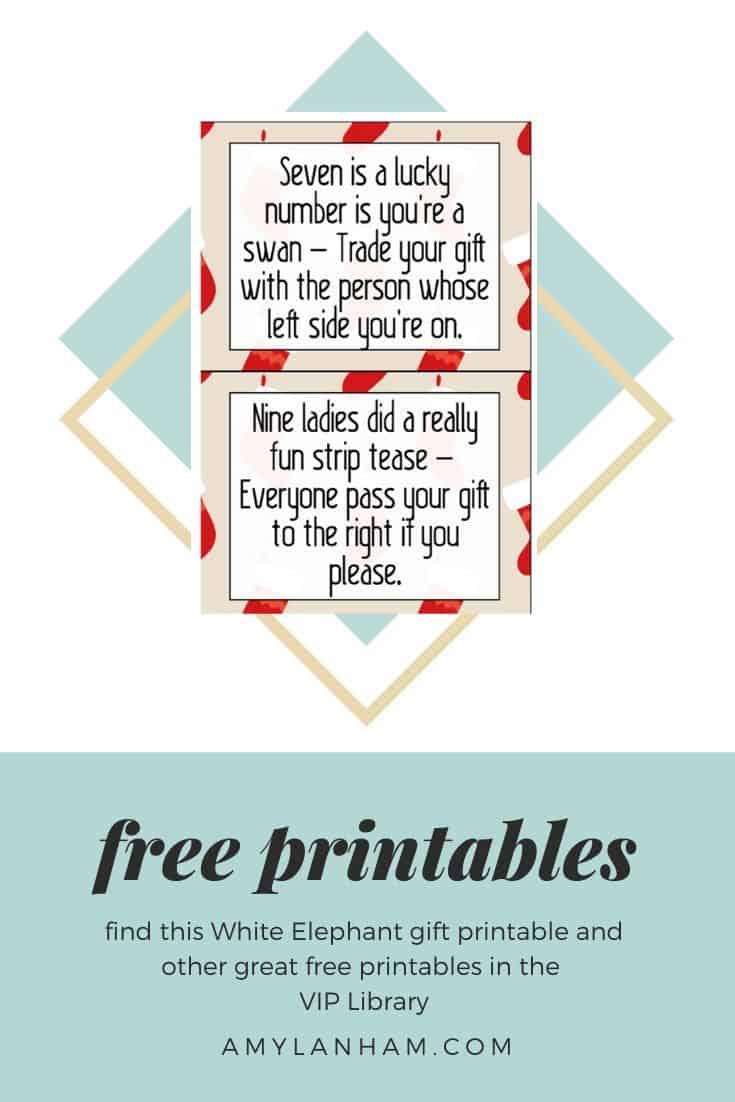 white elephant gift printables -